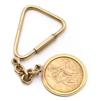 Lot 370 - A 9ct gold St. Christopher key ring