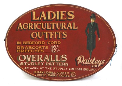 Lot 427 - A hand-painted 1940s-style advertising sign