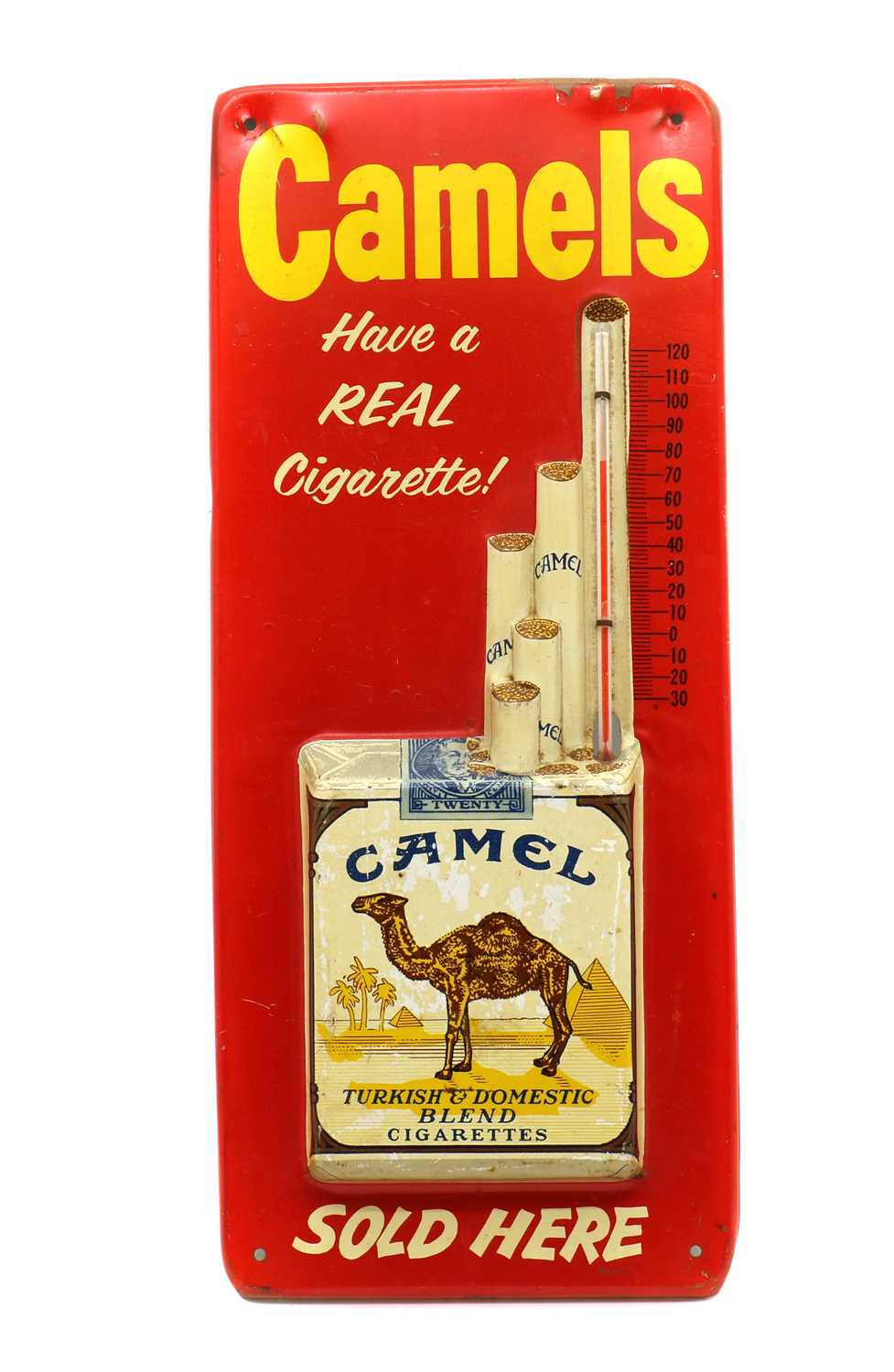 Lot 350 - A Camels Cigarettes aluminium thermometer sign