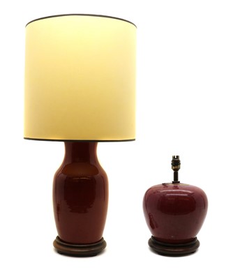 Lot 218 - A Chinese Sang de Bouffe table lamp