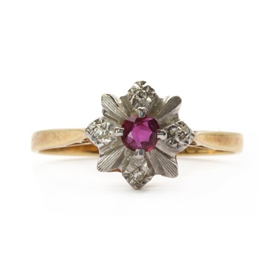 Lot 99 - An 18ct gold ruby and diamond ring