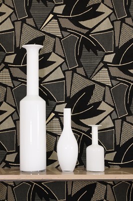 Lot 349 - A collection of three Scandinavian milk glass bottle vases