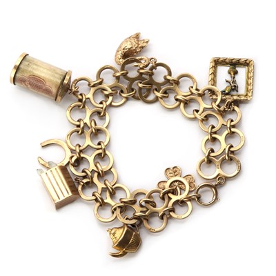 Lot 270 - A 9ct gold charm bracelet