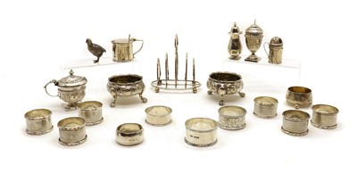 Lot 10 - A collection of silver cruet items