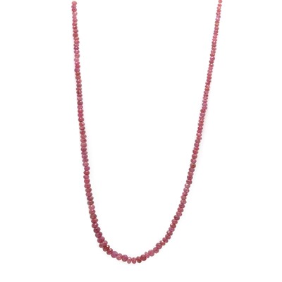 Lot 107 - A graduated faceted ruby bead necklace