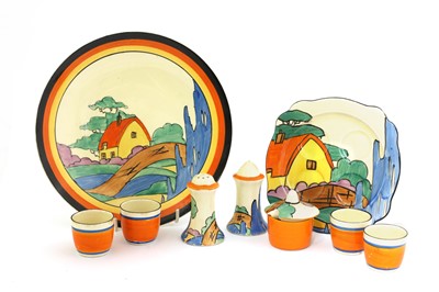 Lot 205 - A collection of Clarice Cliff ‘Orange Roof Cottage’ items