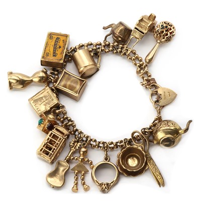 Lot 274 - A gold charm bracelet