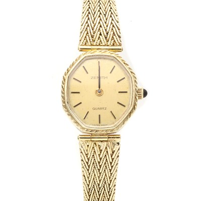 Lot 403 - A 14ct gold Zenith quartz bracelet watch