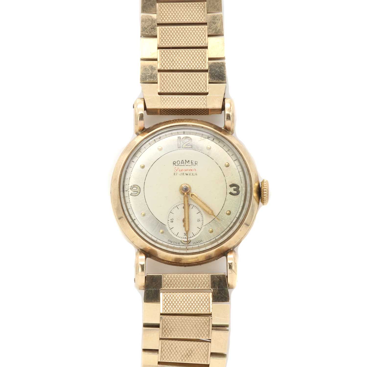 Lot 409 - A 9ct gold Roamer mechanical bracelet watch,