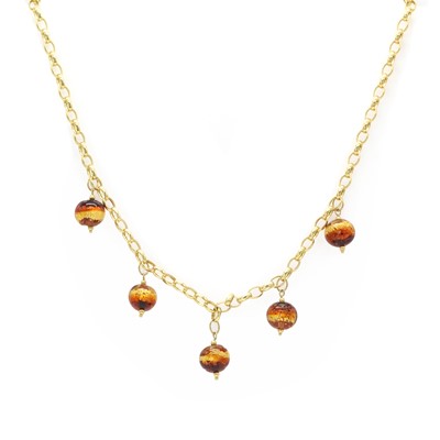 Lot 113 - A 9ct gold Murano glass bead necklace