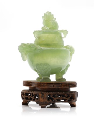 Lot 119 - A Chinese hardstone censer on wood stand