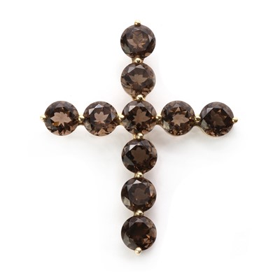 Lot 189 - A 9ct gold smoky quartz cross pendant