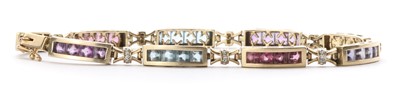 Lot 146 - A 9ct gold assorted gemstone and diamond bracelet