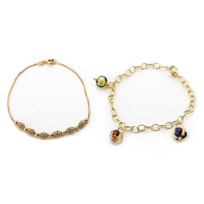 Lot 282 - A 9ct gold Murano glass bead bracelet