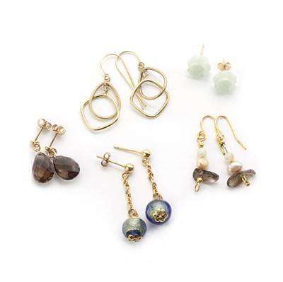 Lot 232 - Four pairs of gold earrings