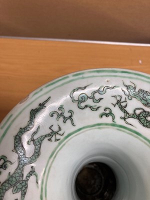 Lot 152 - A Chinese green enamelled gu vase