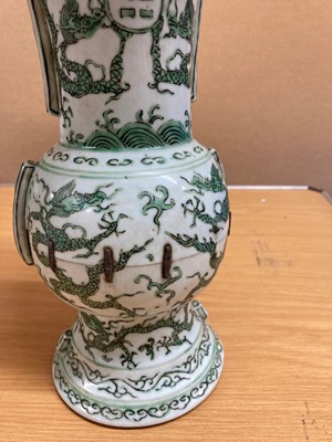 Lot 152 - A Chinese green enamelled gu vase