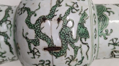 Lot 152 - A Chinese green enamelled gu vase