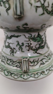 Lot 152 - A Chinese green enamelled gu vase