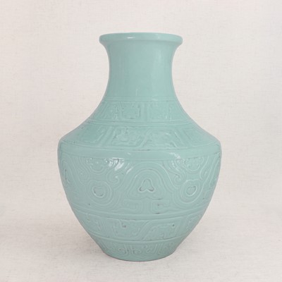 Lot 336 - A Chinese blue-glazed vase