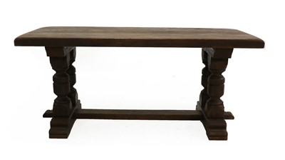 Lot 368 - An oak slab top refectory table
