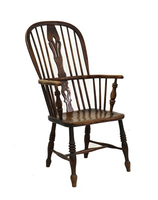 Lot 582 - An ash and elm Windsor armchair