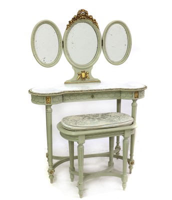 Lot 574 - A Scandinavian neo-classical marble and painted dressing table and stool