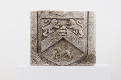 Lot 34 - An heraldic carved sandstone architectural fragment