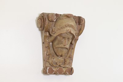 Lot 1 - A carved and painted oak corbel