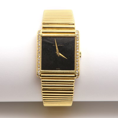 Lot 471 - A gentlemen's 18ct gold Jean Renet diamond set mechanical bracelet watch, c.1980