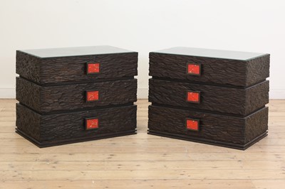 Lot 303 - A pair of brutalist bedside chests
