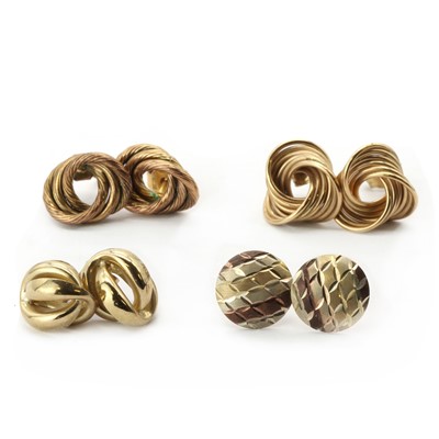 Lot 310 - Four pairs of gold stud earrings