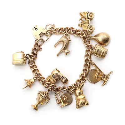 Lot 103 - A gold charm bracelet