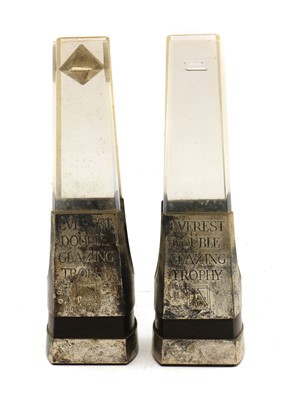 Lot 36 - A pair of silver-mounted lucite trophies