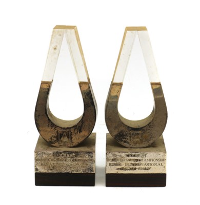 Lot 37 - A pair of silver-mounted lucite trophies