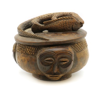 Lot 350 - A Nigerian tribal hardwood ceremonial lidded bowl