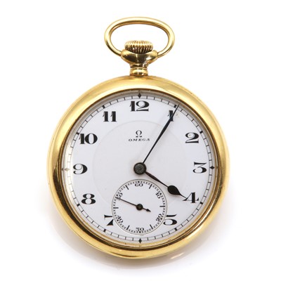 Lot 440 - An 18ct gold Omega top wind open faced pocket watch