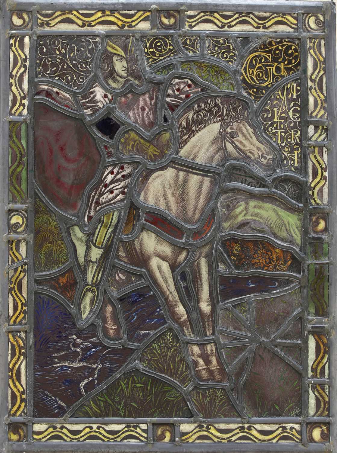 Lot 72 - An Arts and Crafts stained glass panel