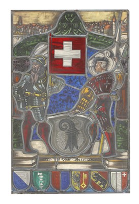 Lot 73 - A Swiss stained glass panel