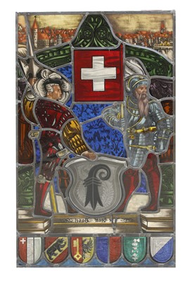 Lot 73 - A Swiss stained glass panel