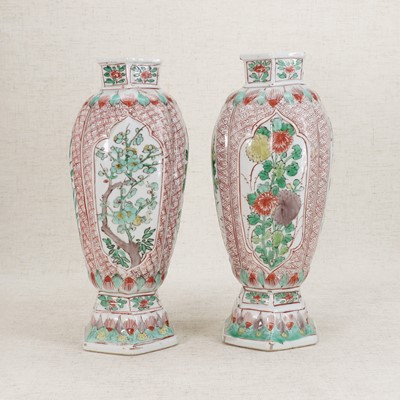Lot 29 - A pair of Chinese wucai vases