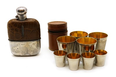 Lot 42 - A silver mounted hip flask