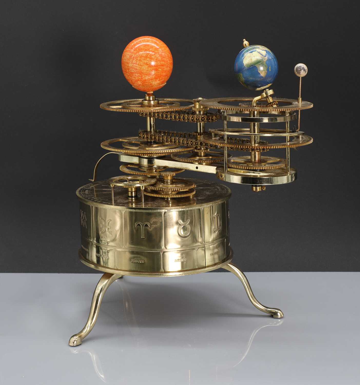 Lot 342 - A brass planetarium,