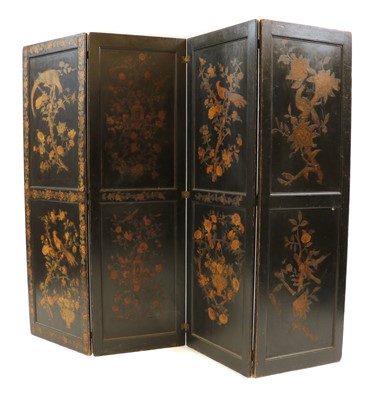 Lot 481 - A four-panel chinoiserie screen