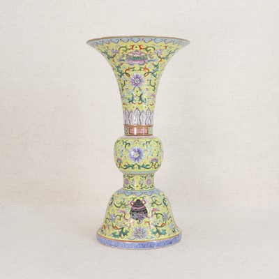 Lot 77 - A Chinese famille rose gu vase