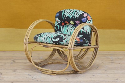 Lot 492 - An Art Deco-style rattan and bamboo lounger