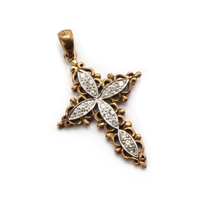 Lot 64 - A 9ct gold diamond set cross