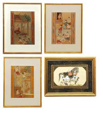 Lot 229 - Three Thai paintings on card