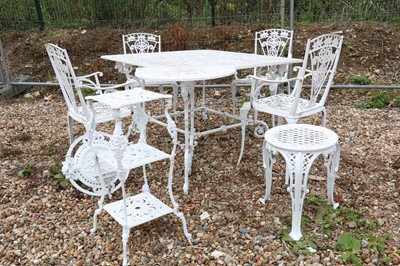 Lot 625 - A Victorian-style painted aluminium garden table by Brambley Garden Furniture