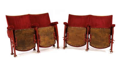 Lot 522 - Two pairs of cast iron cinema seats